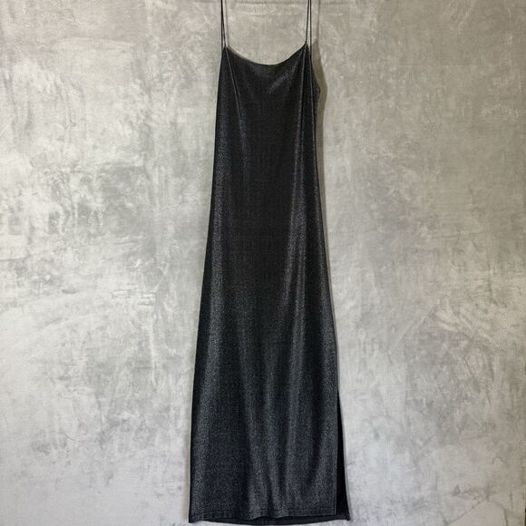 Vintage City Triangles M Dress Back Shimmer Strappy 90s Y2K Maxi Metallic READ - Picture 1 of 12